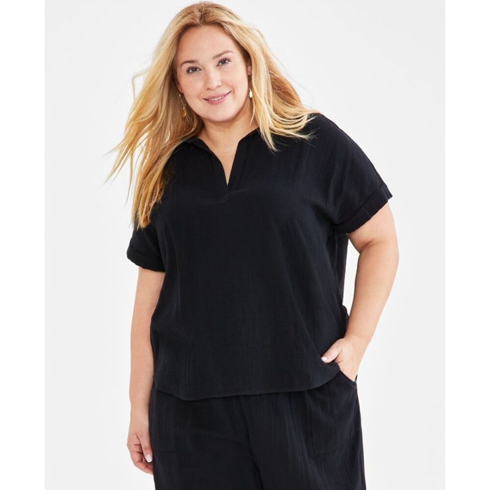 Style & Co. Plus Size Gauze Camp Shirt